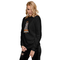 Black Halloween crewneck sweatshirt with original gray Uno the Cat artwork and “The Hex Made Me Do It” funny cat graphic.